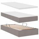 LED opbevarings seng med madras Gråbrun 180 x 200 cm Stof