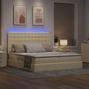 LED opbevarings seng med madras Creme 180 x 200 cm Stof