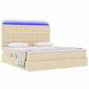 LED opbevarings seng med madras Creme 180 x 200 cm Stof
