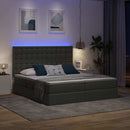 LED opbevarings seng med madras Mørkegrå 200 x 200 cm Stof