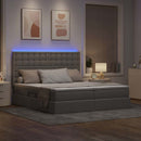 LED opbevarings seng med madras Gråbrun 200 x 200 cm Stof