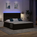 LED opbevarings seng med madras Sort 200 x 200 cm Fløjl