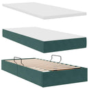 LED opbevarings seng med madras Mørkegrøn 200 x 200 cm Fløjl