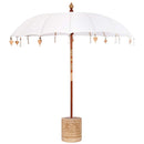 Balinesisk parasol med base Creme 215 x 215 x 260 cm