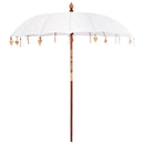 Balinesisk parasol med base Creme 215 x 215 x 260 cm