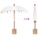Balinesisk parasol med base Creme 215 x 215 x 260 cm