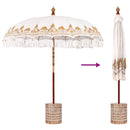 Balinesisk parasol med base Creme 215 x 215 x 260 cm