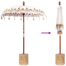 Balinesisk parasol med base Creme 185 x 185 x 260 cm