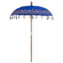 Balinesisk parasol med base Blå 185 x 185 x 260 cm