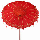Balinesisk parasol med base Rød 215 x 215 x 260 cm