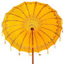 Balinesisk parasol med base Gul 185 x 185 x 260 cm