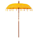 Balinesisk parasol med base Gul 185 x 185 x 260 cm