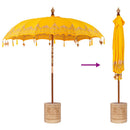 Balinesisk parasol med base Gul 215 x 215 x 260 cm
