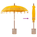 Balinesisk parasol med base Gul 215 x 215 x 260 cm