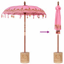 Balinesisk parasol med base Lyserød 185 x 185 x 260 cm
