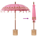 Balinesisk parasol med base Lyserød 215 x 215 x 260 cm