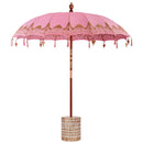 Balinesisk parasol med base Lyserød 215 x 215 x 260 cm