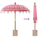Balinesisk parasol med base Lyserød 215 x 215 x 260 cm