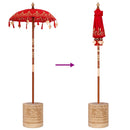 Balinesisk parasol med base Rød 95 x 95 x 260 cm