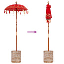 Balinesisk parasol med base Rød 95 x 95 x 260 cm