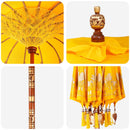 Balinesisk parasol med base Gul 95 x 95 x 260 cm