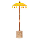 Balinesisk parasol med base Gul 95 x 95 x 260 cm