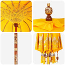 Balinesisk parasol med base Gul 95 x 95 x 260 cm