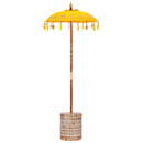 Balinesisk parasol med base Gul 95 x 95 x 260 cm