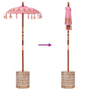 Balinesisk parasol med base Lyserød 95 x 95 x 260 cm
