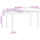 Havemøbel Bord Sort 140 x 70 x 73 cm Metal