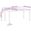 Havemøbel Bord Sort 160 x 80 x 73 cm Metal