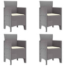 Have Stol med pude 4 pcs Lysegrå 53 x 49 x 85 cm Polypropylen