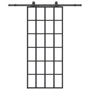 skydedør med hardwaresæt 90x205 cm ESG glas sort