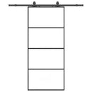 skydedør med hardwaresæt 90x205 cm ESG glas sort