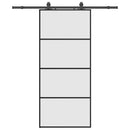 skydedør med hardwaresæt 90x205 cm ESG glas sort