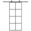 skydedør med hardwaresæt 90x205 cm ESG glas sort