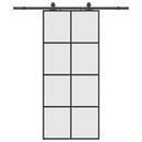 skydedør med hardwaresæt 90x205 cm ESG glas sort