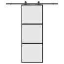 skydedør med hardwaresæt 76x205 cm hærdet glas sort