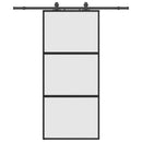 skydedør med hardwaresæt 90x205 cm hærdet glas sort