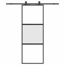 skydedør med hardwaresæt 76x205 cm hærdet glas sort