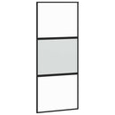 skydedør med hardwaresæt 90x205 cm hærdet glas sort