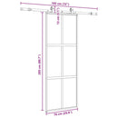 skydedør med hardwaresæt 76x205 cm hærdet glas sort