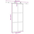 skydedør med hardwaresæt 90x205 cm hærdet glas sort