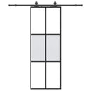 skydedør med hardwaresæt 76x205 cm hærdet glas sort