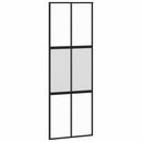 skydedør med hardwaresæt 76x205 cm hærdet glas sort