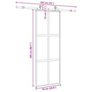 skydedør med hardwaresæt 76x205 cm hærdet glas sort