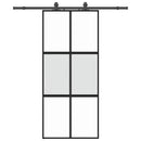 skydedør med hardwaresæt 90x205 cm hærdet glas sort