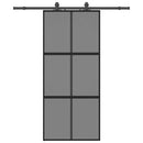 skydedør med hardwaresæt 90x205 cm hærdet glas sort