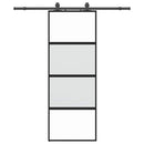 skydedør med hardwaresæt 76x205 cm hærdet glas sort