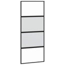 skydedør med hardwaresæt 90x205 cm hærdet glas sort